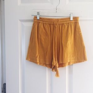 H&M Mustard Tassel Shorts